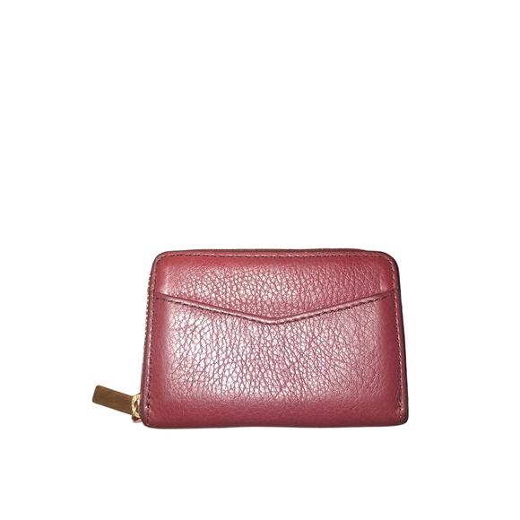 Fossil Leather Burgundy Card Holder Card Wallet Pocket Wallet Apron Wallet Boho - Picture 3 of 5